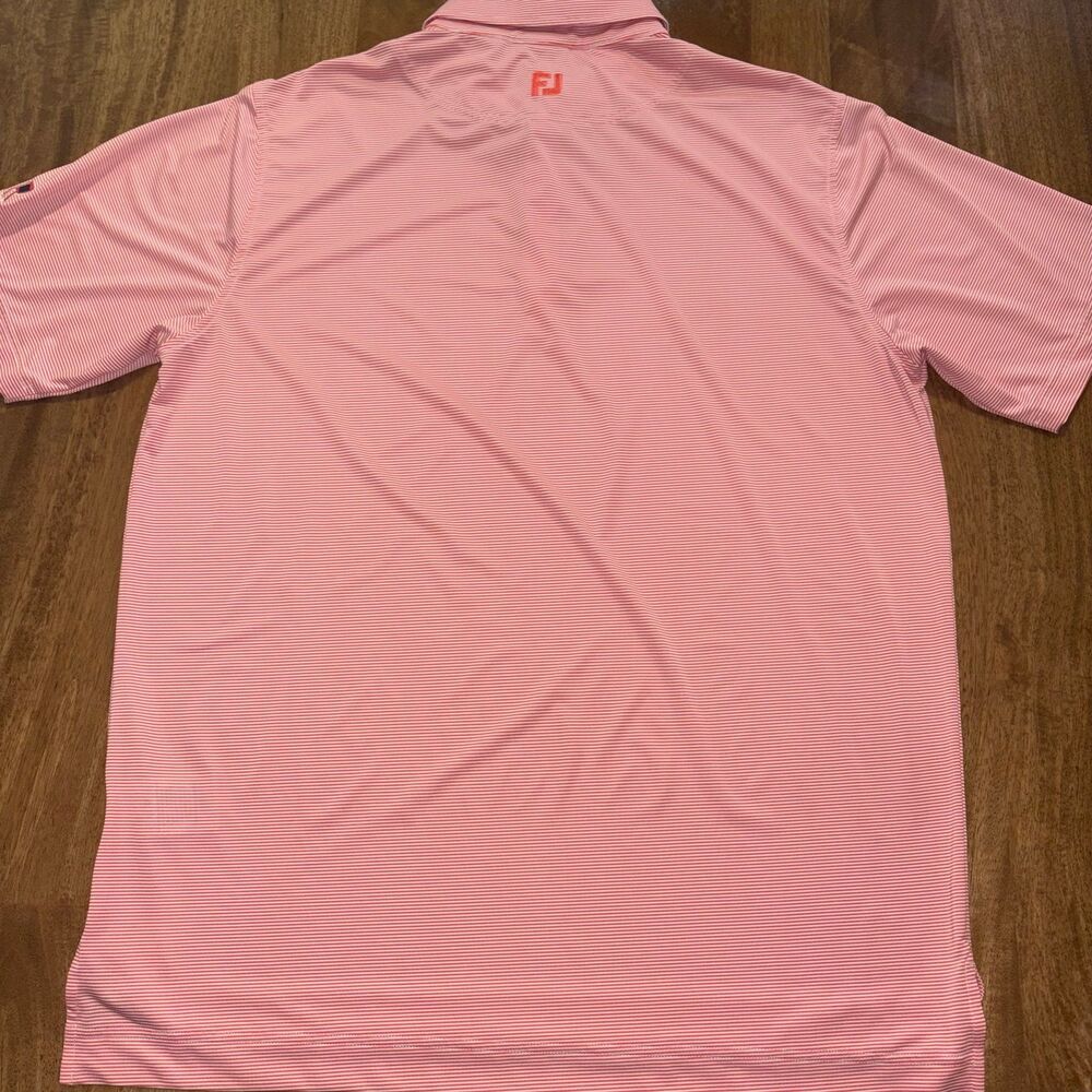 FootJoy Mens Pink Striped Golf Polo Shirt Large Short Sleeve Performance - Picture 2 of 7